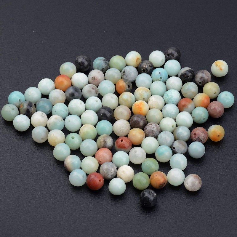 LPBeads 100PCS 8mm Natural Colorful Amazonite Gemstone Round Loose Beads for Jewelry Making with Crystal Stretch Cord - Image 3